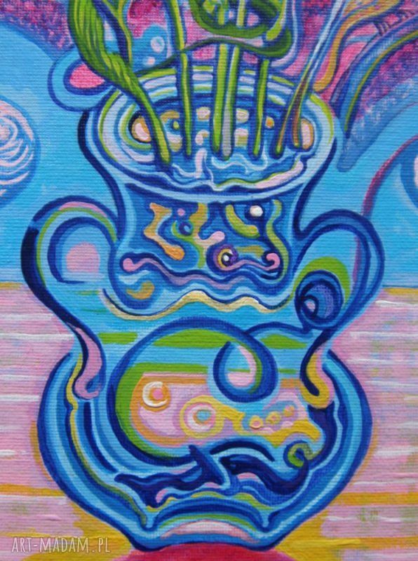 Wiosenny obraz ornitologiczny z ptakami, łabędziem i bukietem - malarstwo akrylowe 24x30 cm