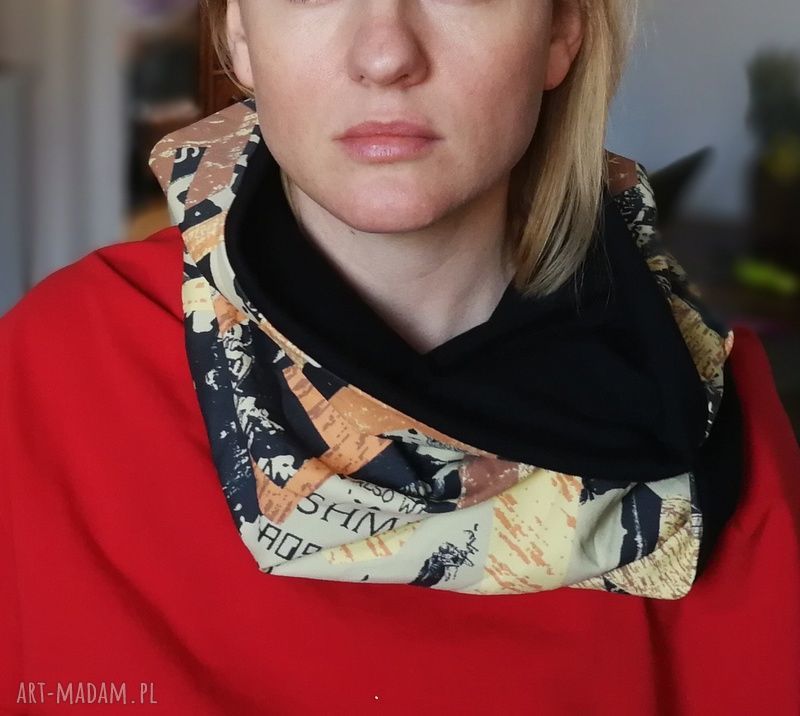 Wiosenny komiksowy komin handmade unisex na podszewce