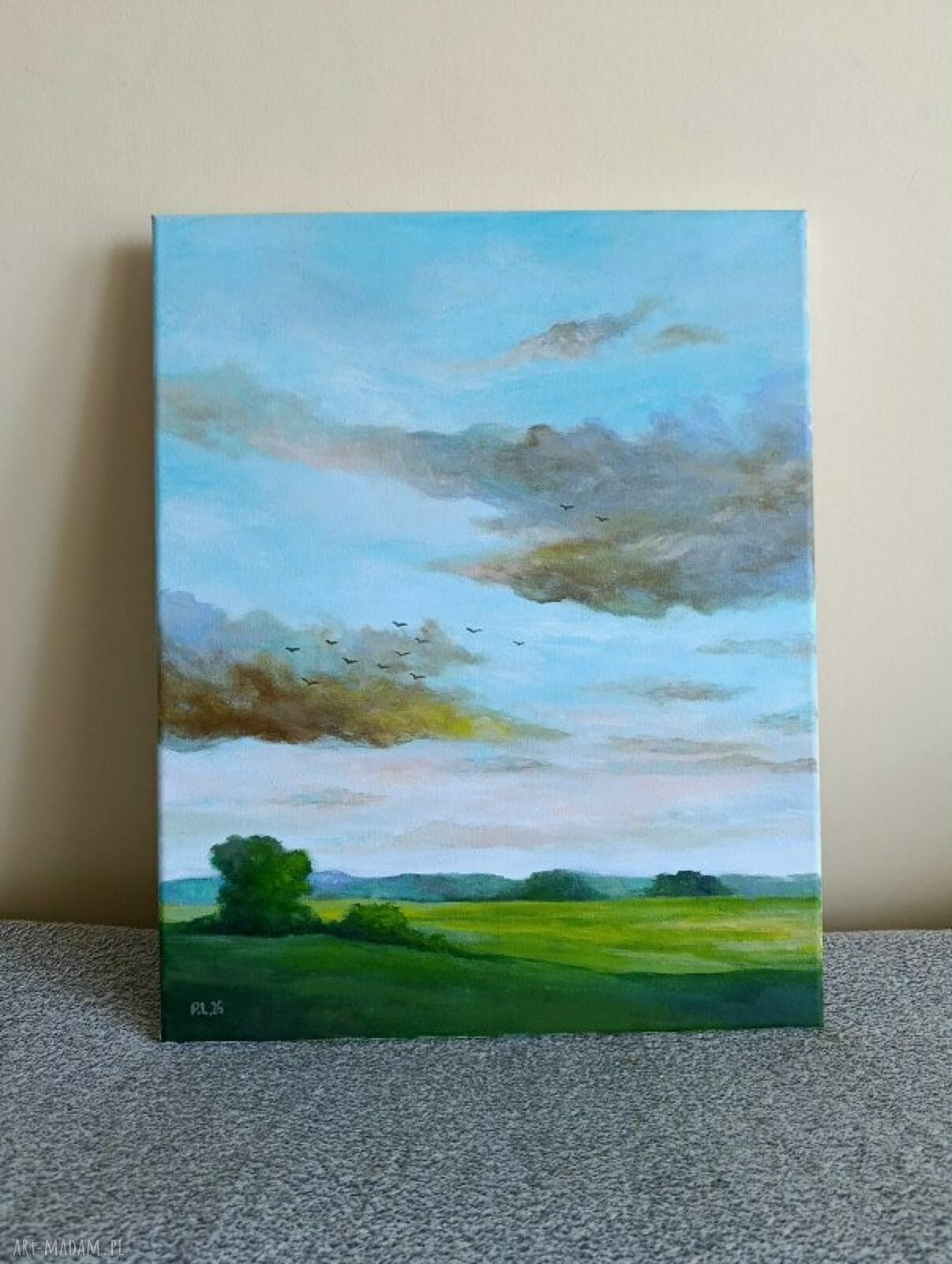 Wiosenny poranek - ręcznie malowany obraz akrylowy 50x40 cm