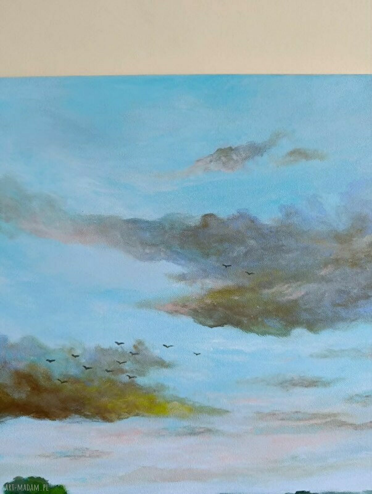 Wiosenny poranek - ręcznie malowany obraz akrylowy 50x40 cm