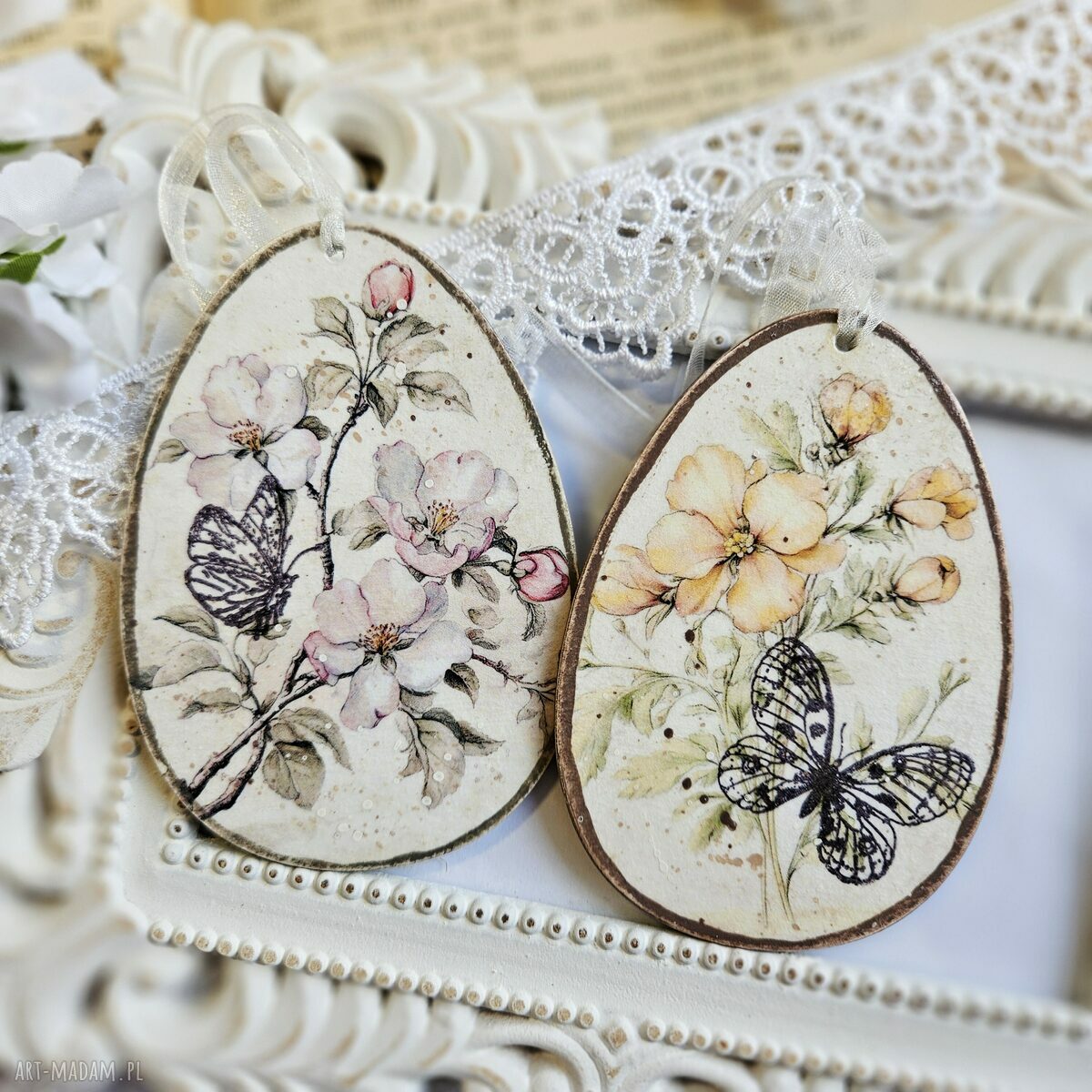 dekoracje wielkanocne: Jajka: dekoracje wiosenne wielkanocne decoupage Hand Made