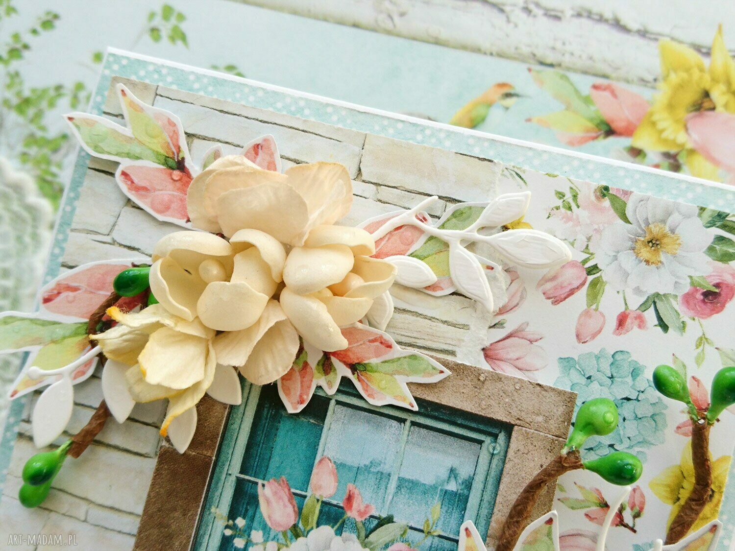 scrapbooking kartki: Kwiecista kartka Lovely Day Ręcznie wykonane