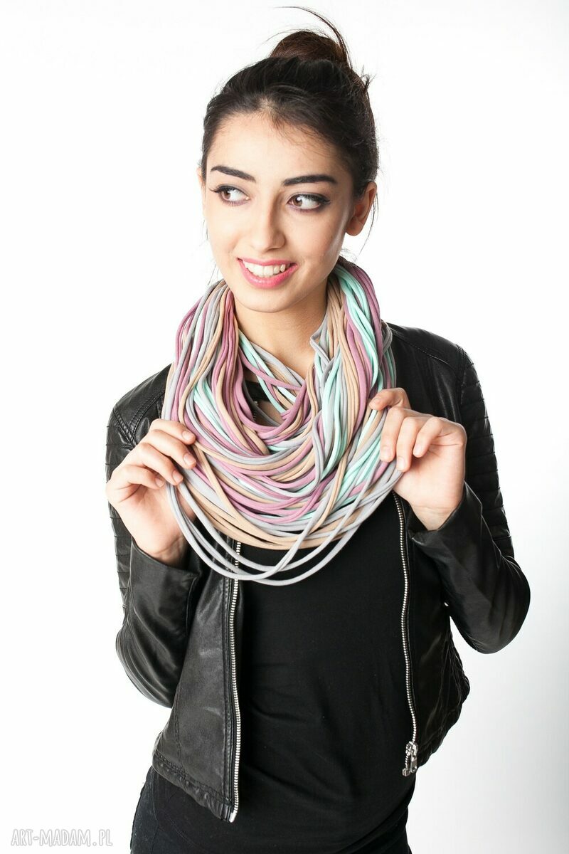 kominy: naszyjnik dzianinowy pastelowy 5 Ręcznie zrobione