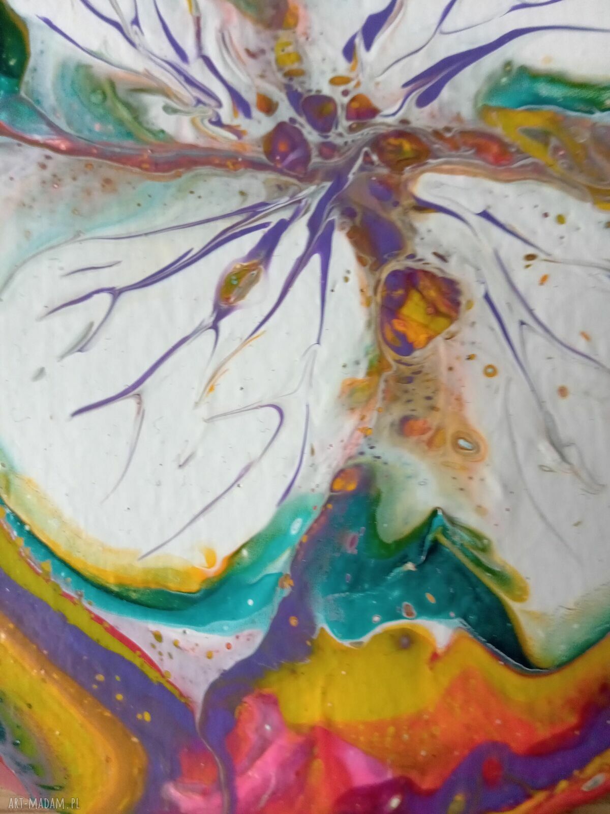Wir Kolorów - unikalny magnes handmade na lodówkę (acrylic pouring)