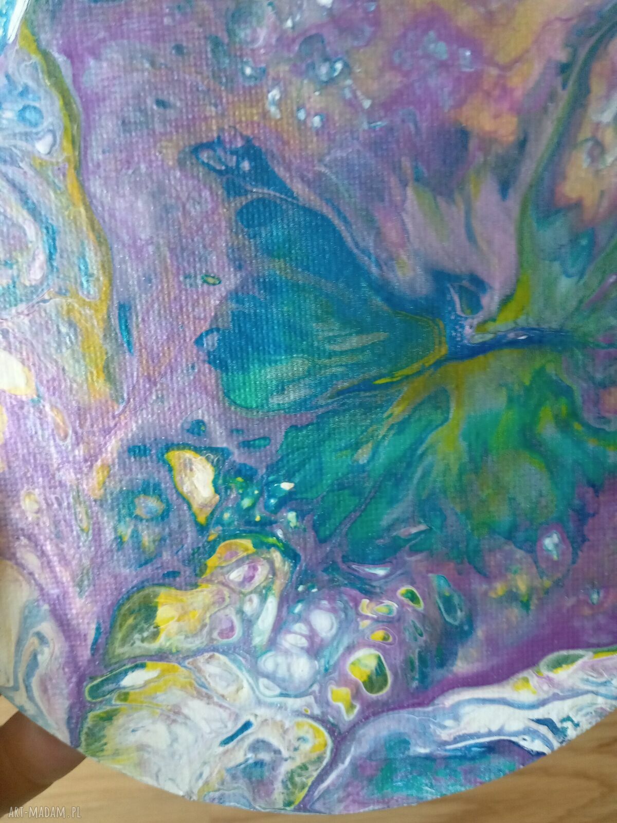 Wir Kolorów - magnes na lodówkę handmade z acrylic pouring