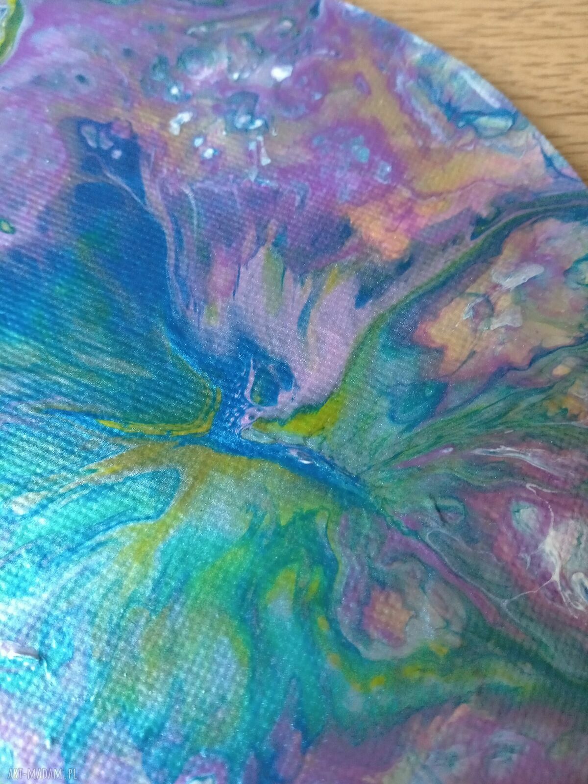 Wir Kolorów - magnes na lodówkę handmade z acrylic pouring