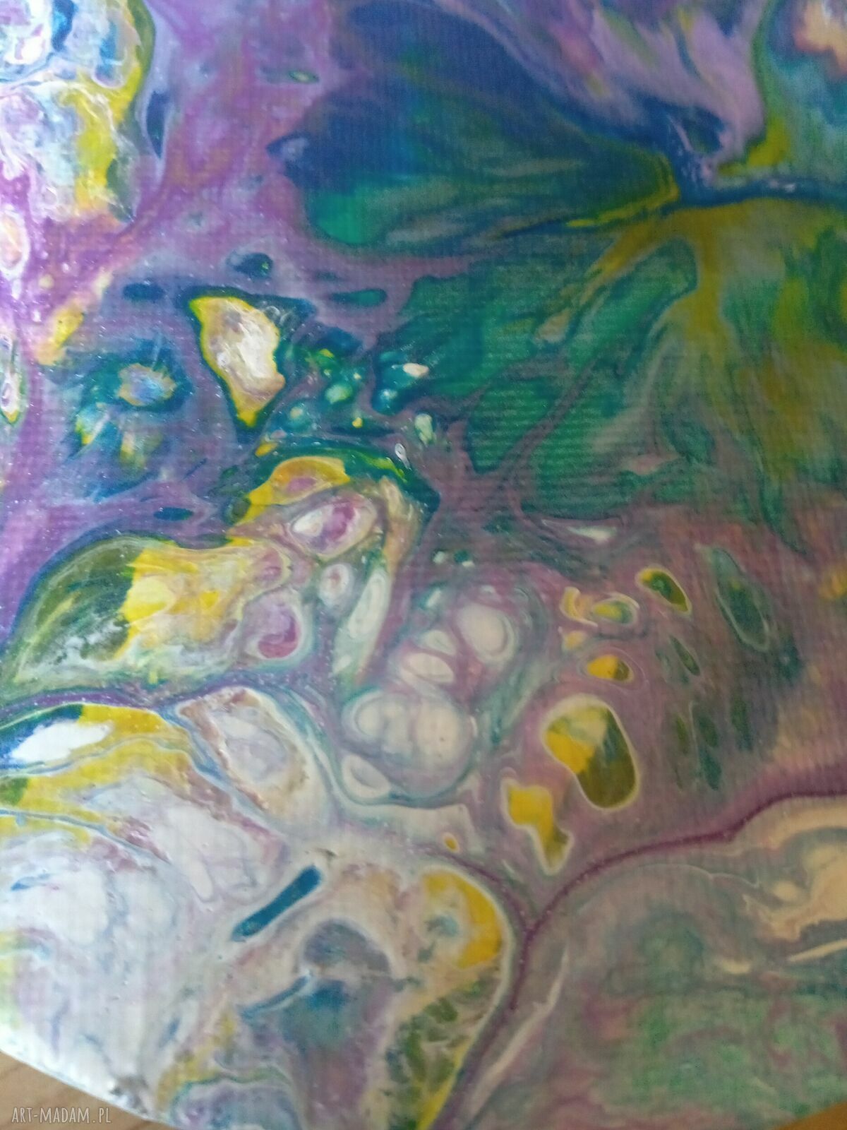 Wir Kolorów - magnes na lodówkę handmade z acrylic pouring