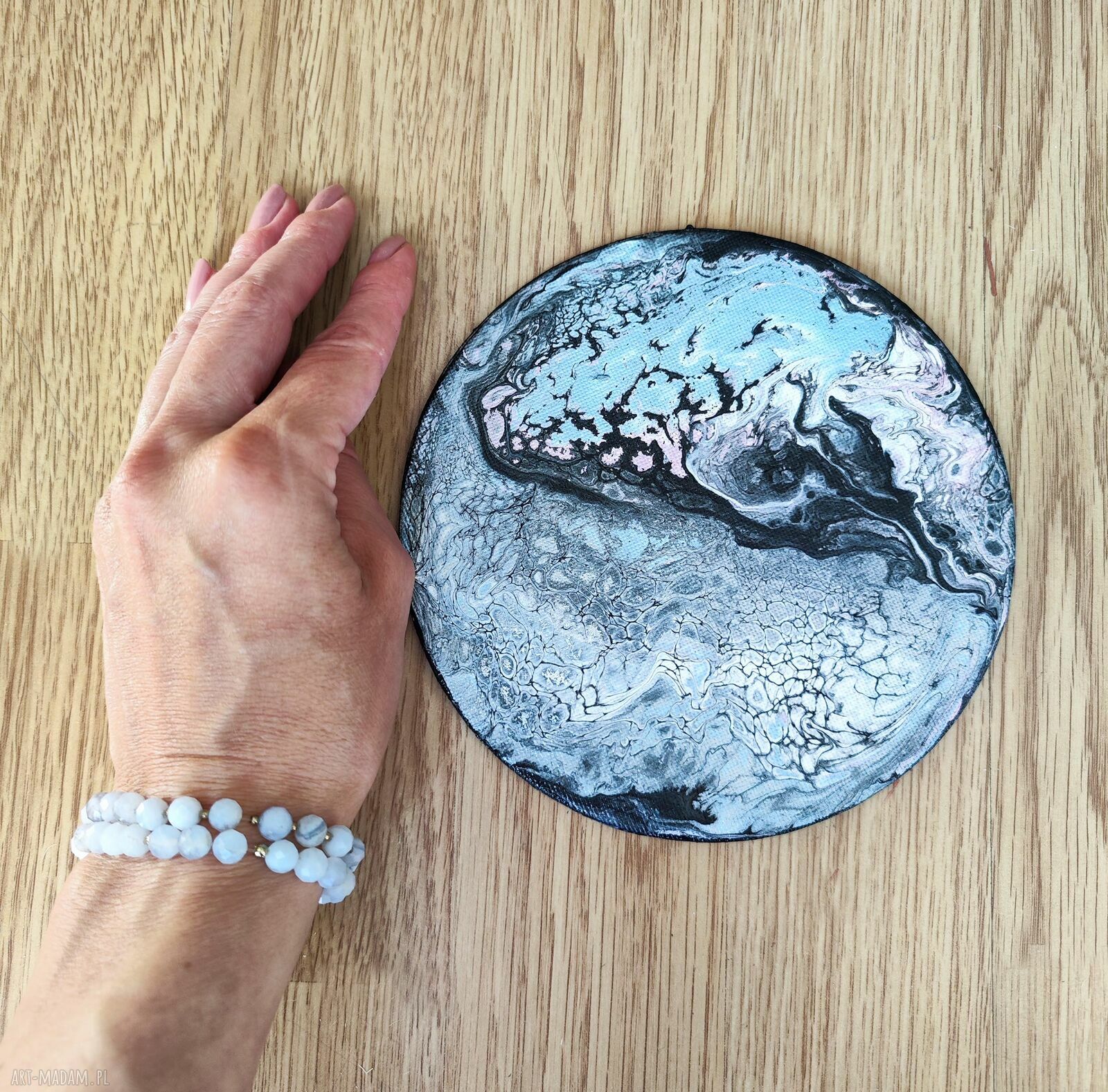 Magnez na lodówkę Wir Kolorów - handmade 15 cm - ręcznie malowana abstrakcja