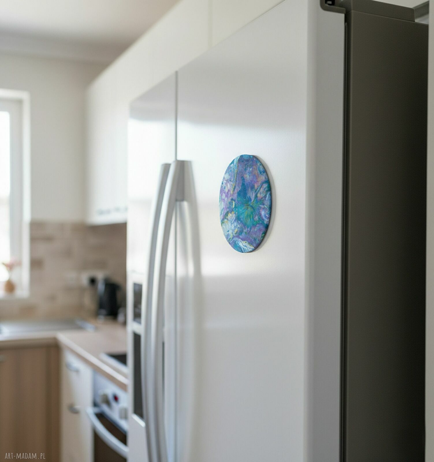 Wir Kolorów - magnes na lodówkę handmade z acrylic pouring