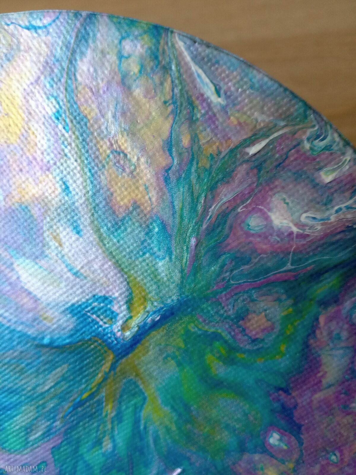 Wir Kolorów - magnes na lodówkę handmade z acrylic pouring