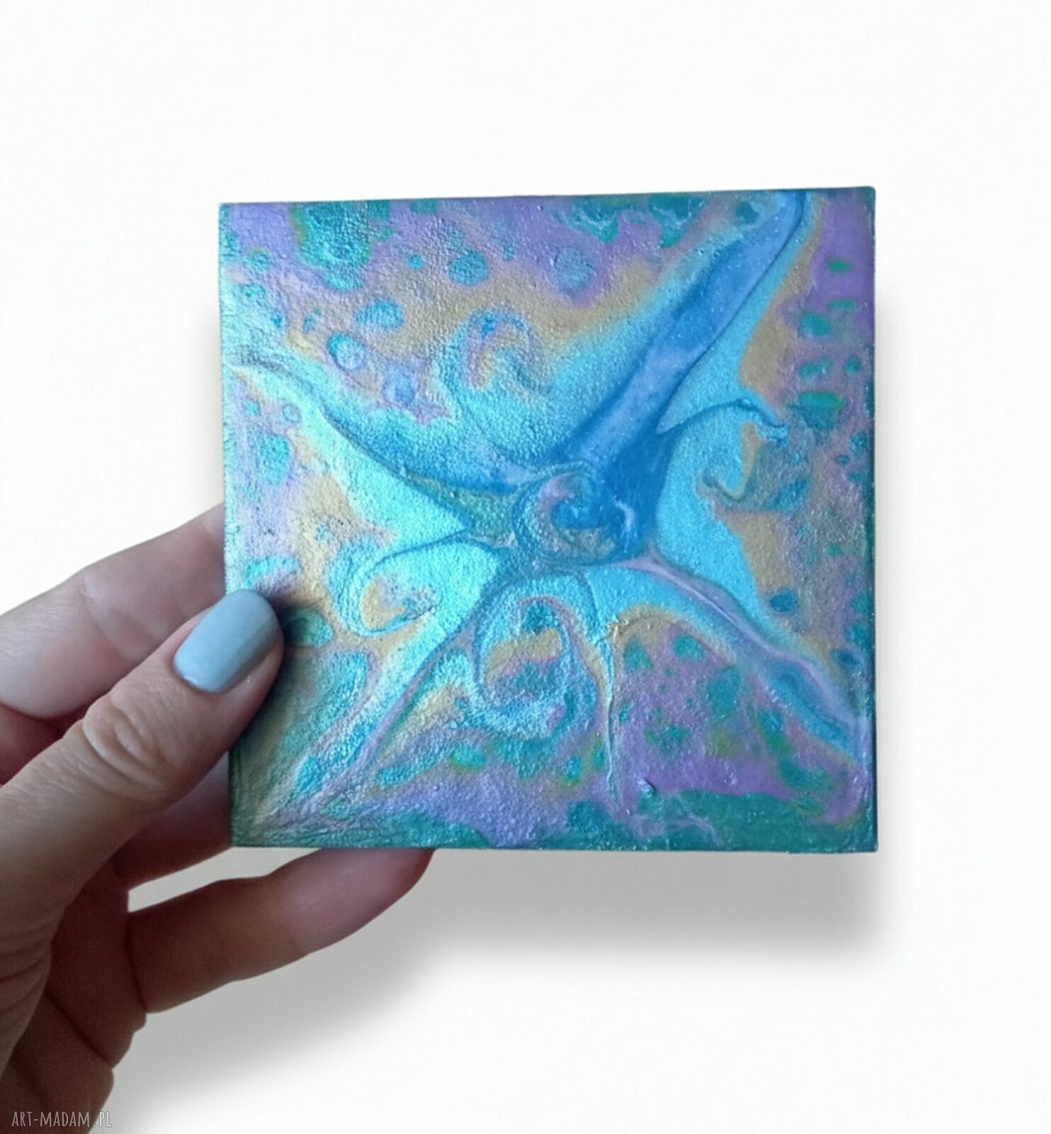Unikalny magnes na lodówkę Wir Kolorów - ręcznie wykonany 10x10 cm