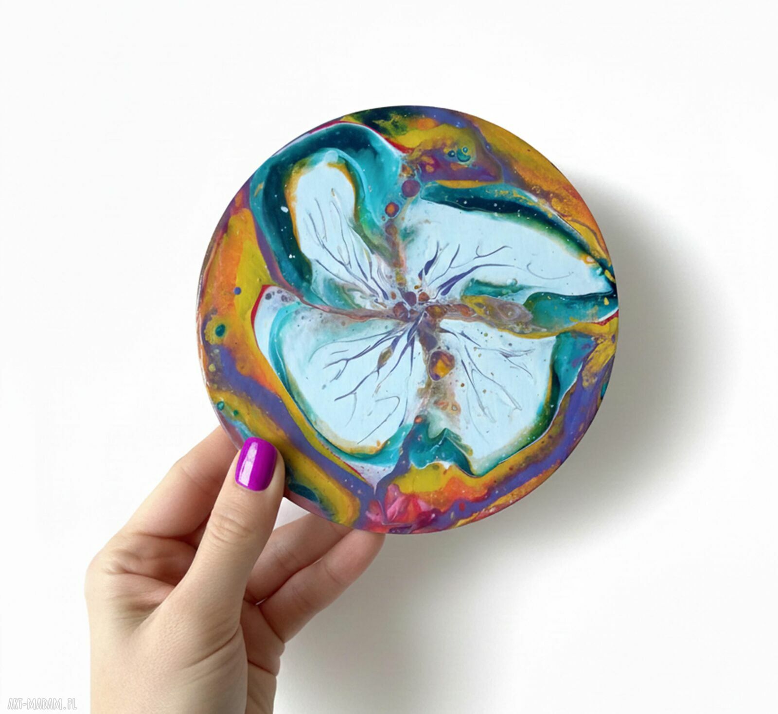 Wir Kolorów - unikalny magnes handmade na lodówkę acrylic pouring
