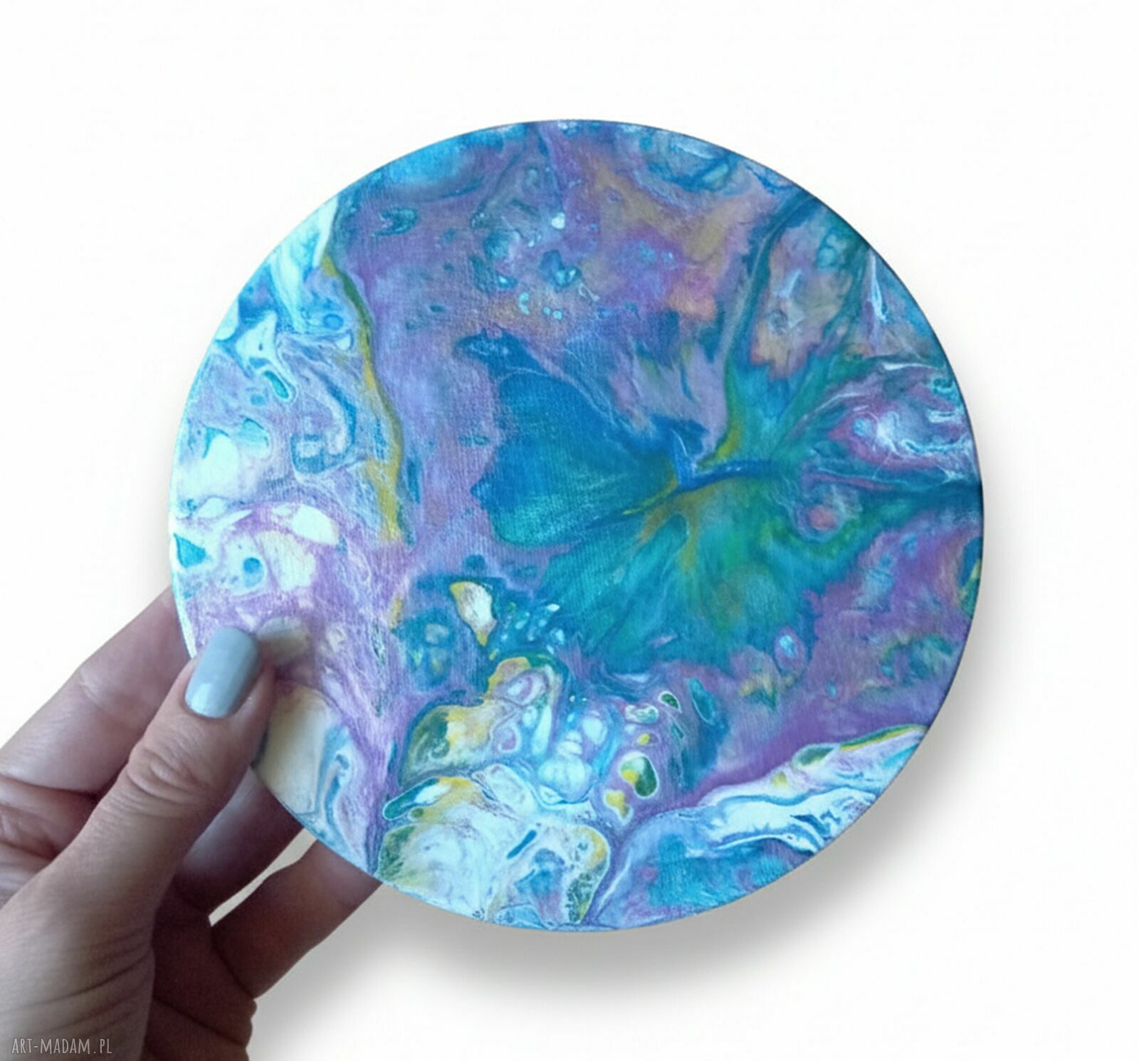Wir Kolorów - magnes na lodówkę handmade z acrylic pouring