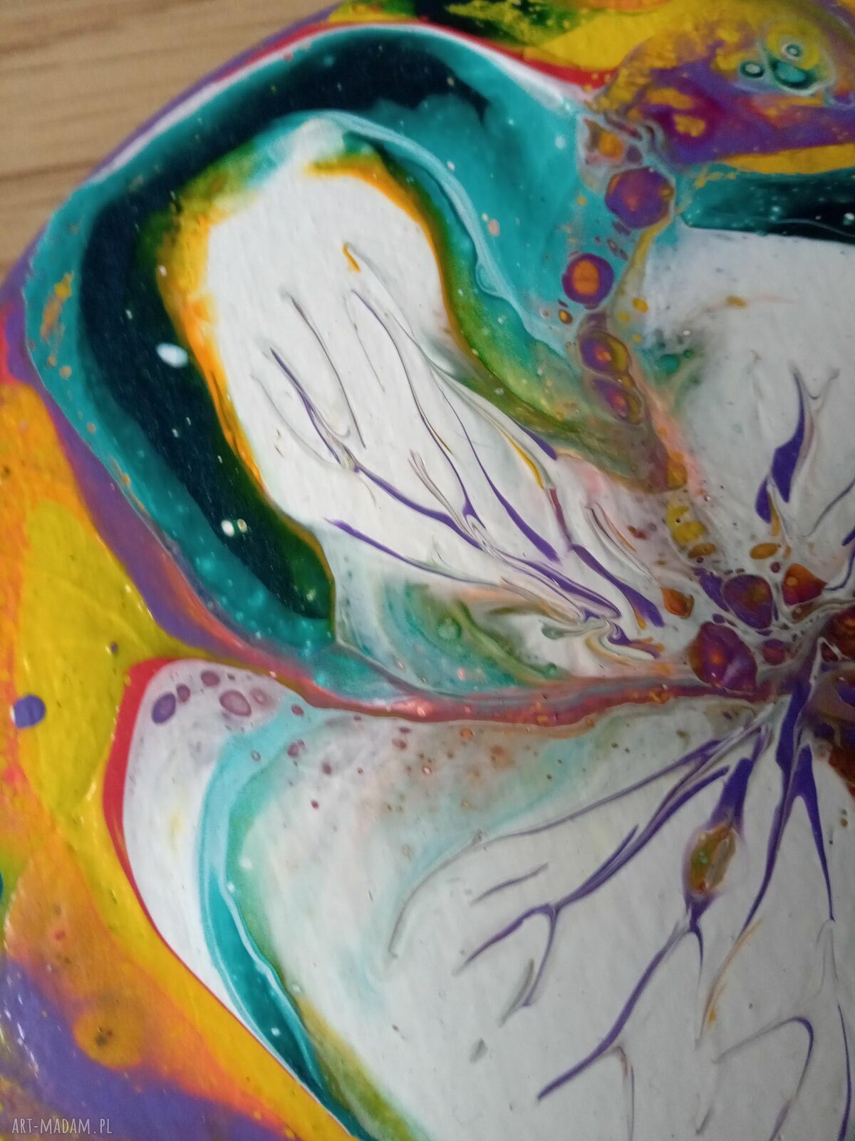 Wir Kolorów - unikalny magnes handmade na lodówkę (acrylic pouring)