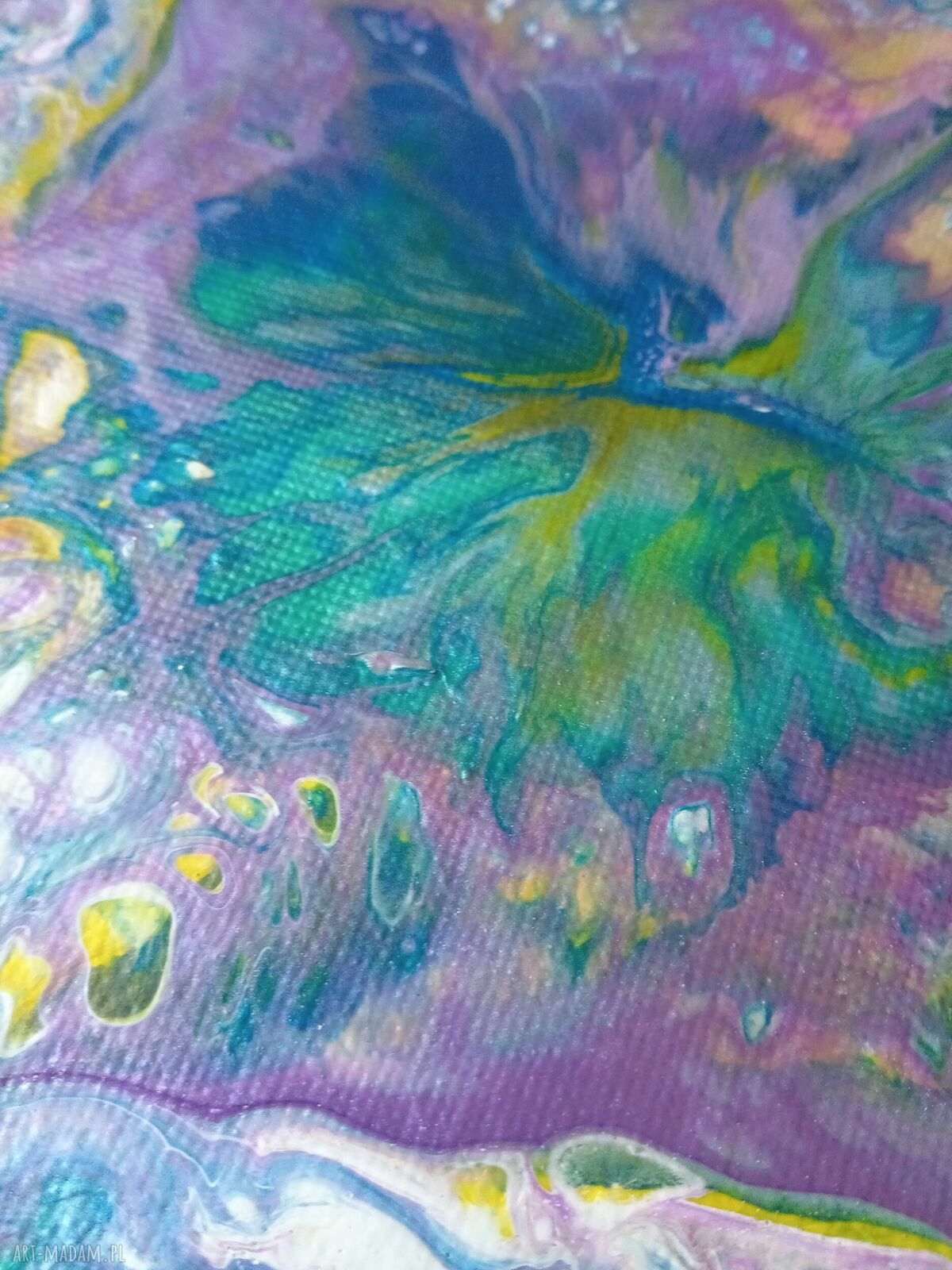 Wir Kolorów - magnes na lodówkę handmade z acrylic pouring