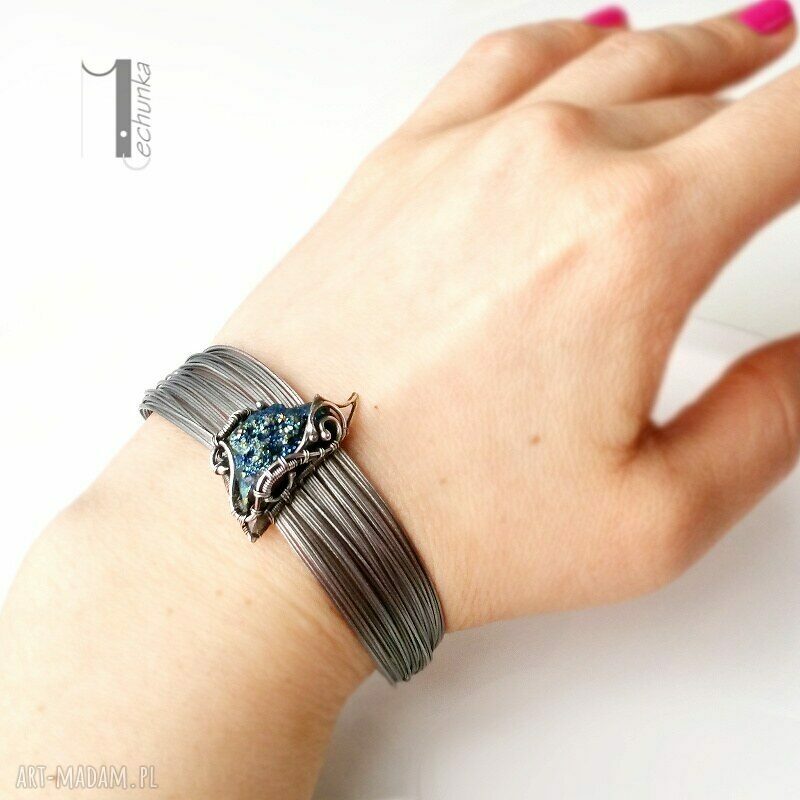 bransoletki: Arachne blue bransoleta z pirytem hand made