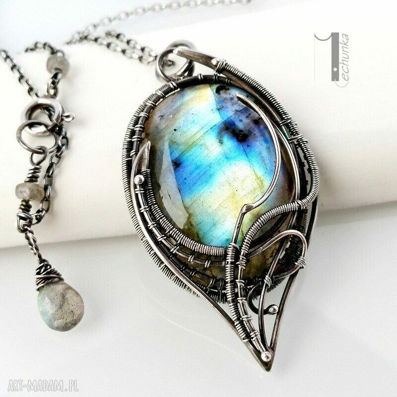 Eos naszyjnik srebrny labradorytem wirerwapping labradoryt