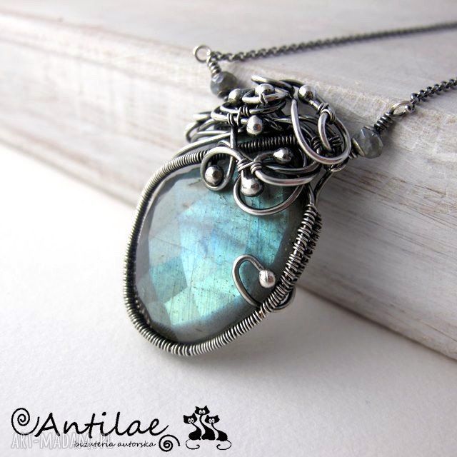 Bahari labradoryt fasetowany srebro wire wrapping wirewrapping