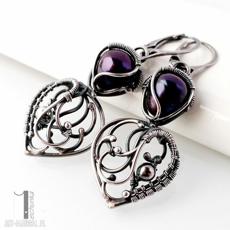 Skadi srebrne kolczyki perłami srebro perły prezent wirewrapping