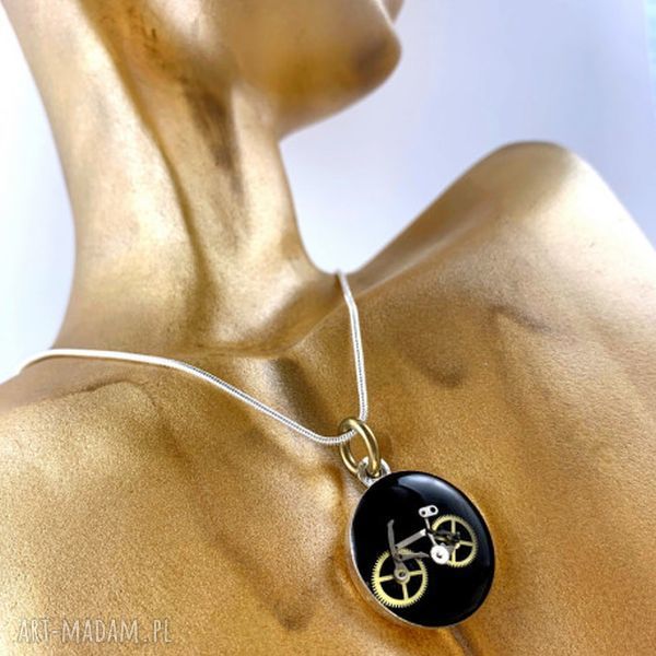 Wisior Bike Black - naszyjnik rower steampunk Drobiny Czasu