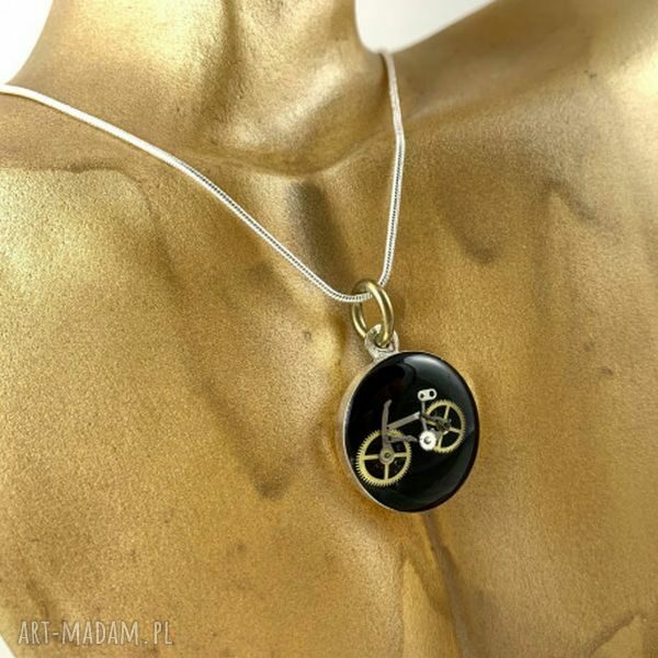 Wisior Bike Black - naszyjnik rower steampunk Drobiny Czasu