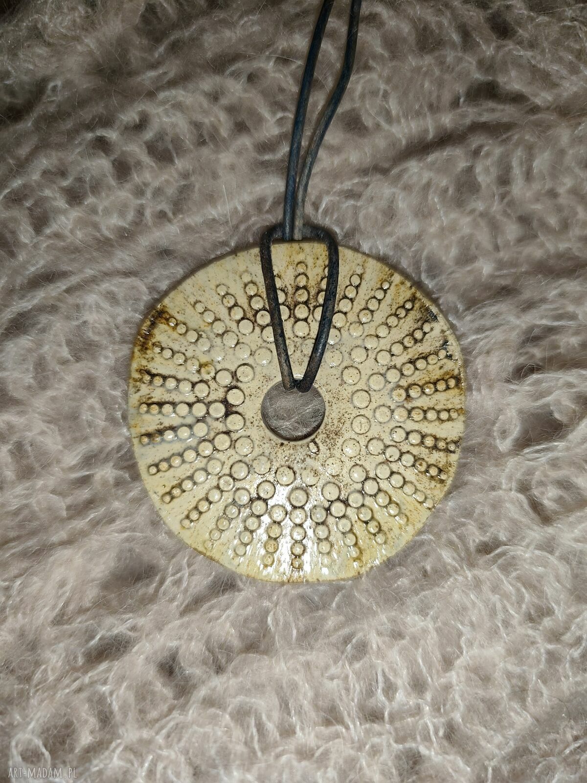 Wisior ceramiczny natura - beżowy naszyjnik handmade