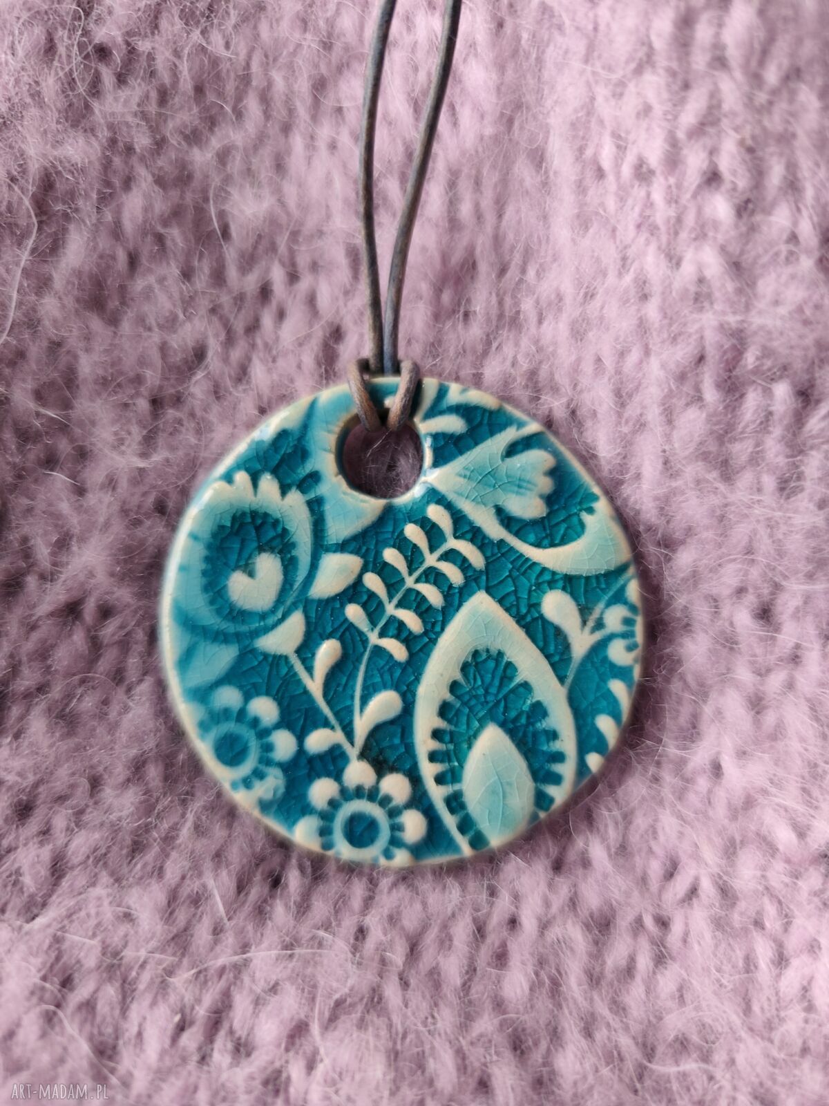 Wisior ceramiczny w turkusie - handmade prezent dla niej