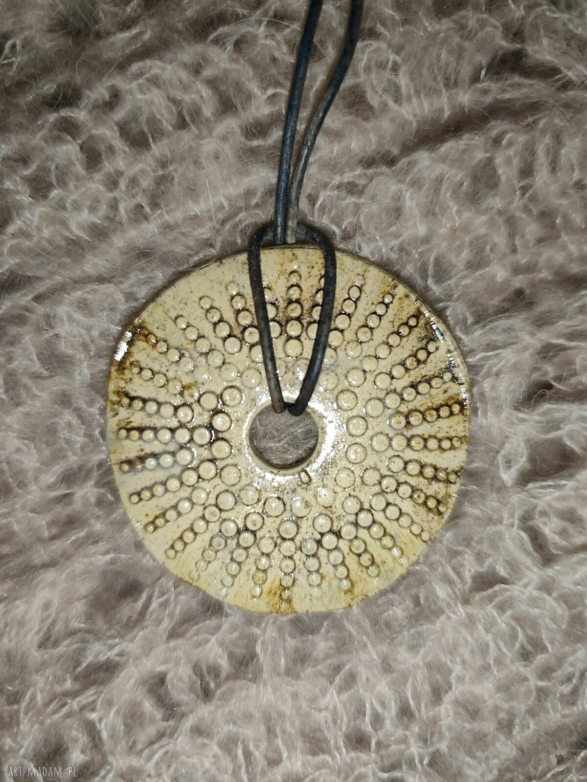 Wisior ceramiczny natura - beżowy naszyjnik handmade