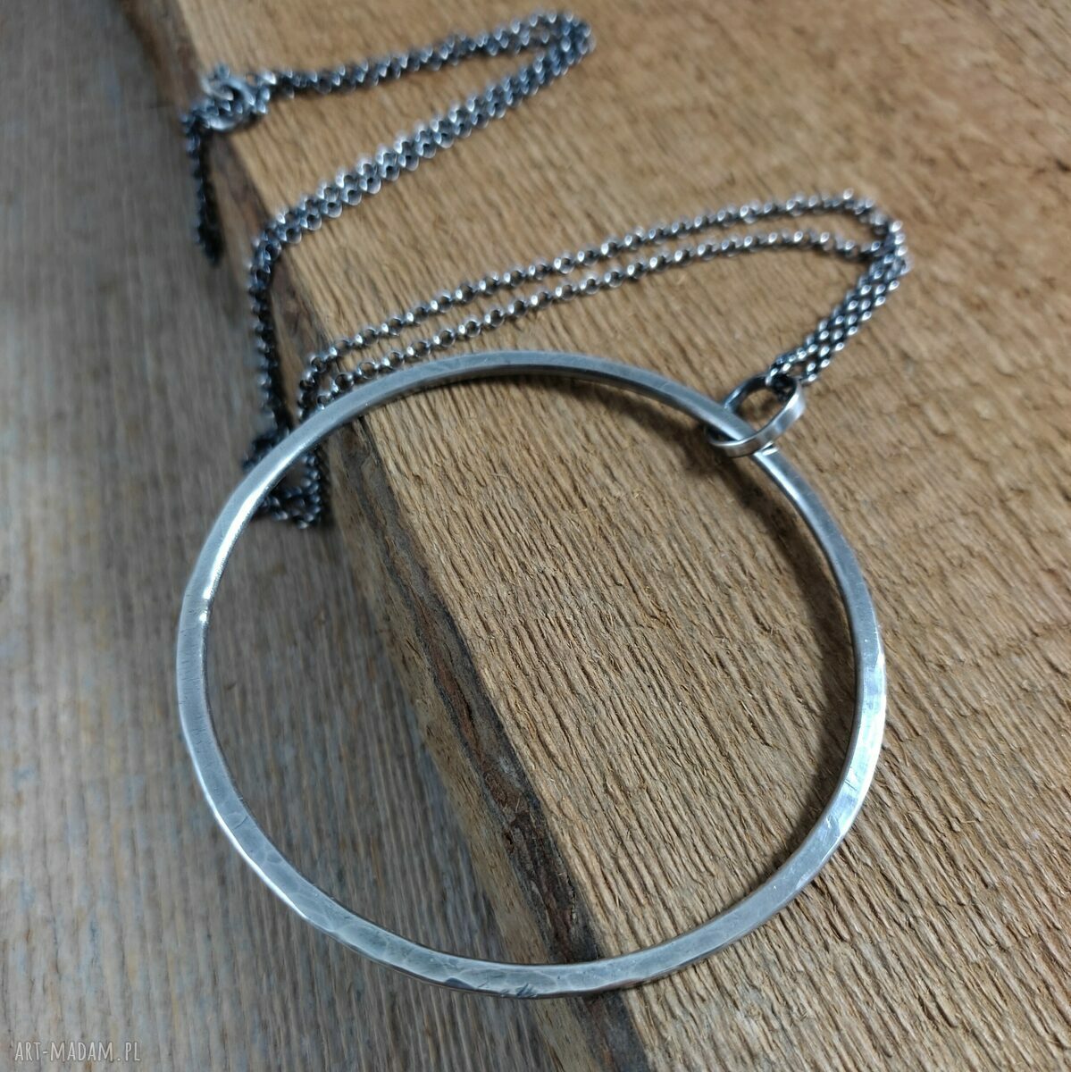 Wisior Koło - srebro 925 oksydowane i wypolerowane (6,8 cm)
