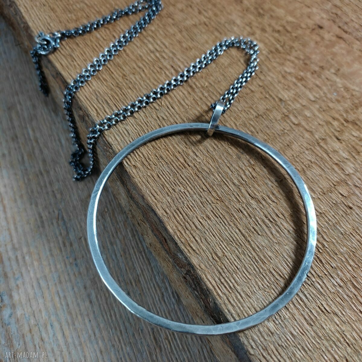 Wisior Koło - srebro 925 oksydowane i wypolerowane (6,8 cm)