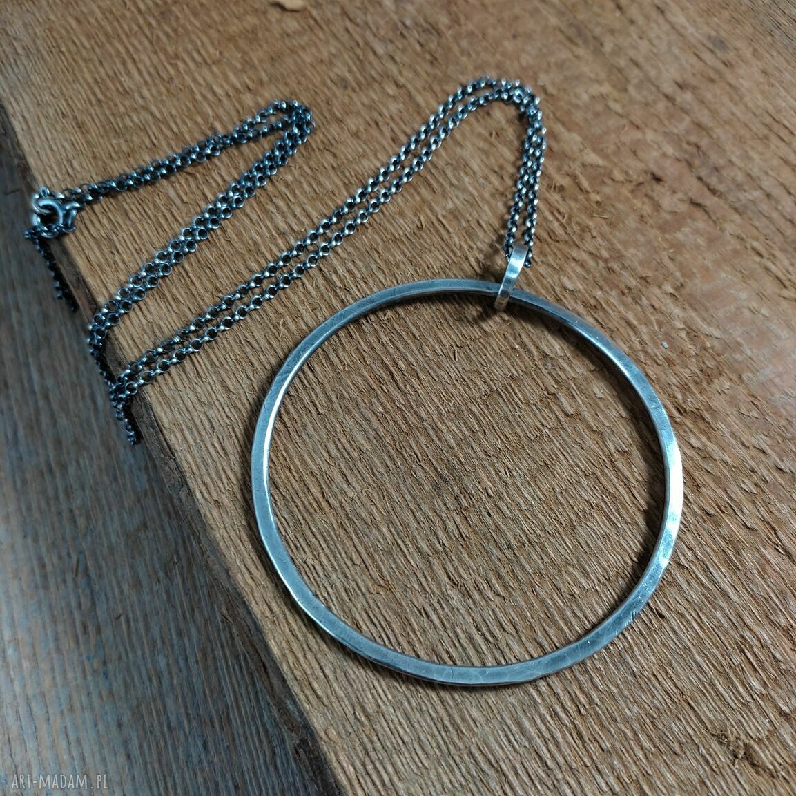 Wisior Koło - srebro 925 oksydowane i wypolerowane (6,8 cm)