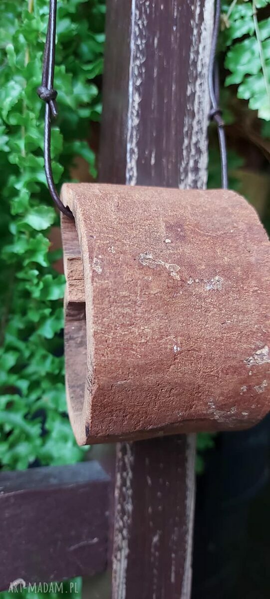 Wisior naszyjnik z cynamonu na regulowanym rzemieniu - boho natura - walentynki