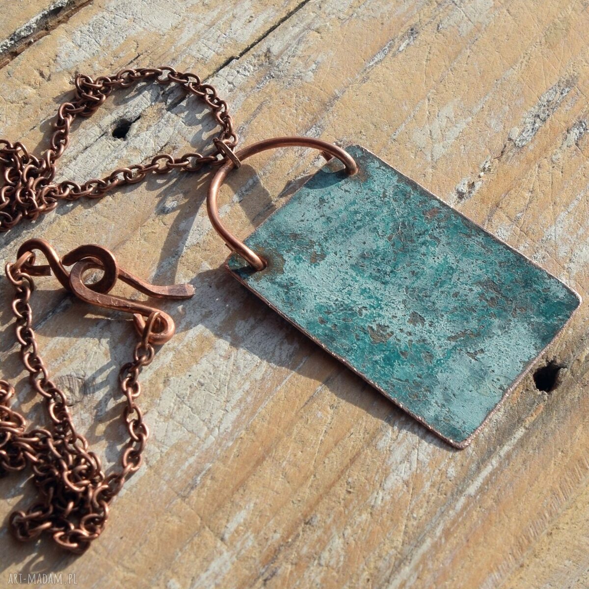 Wisior - miedziany naszyjnik z patynowanej miedzi boho handmade