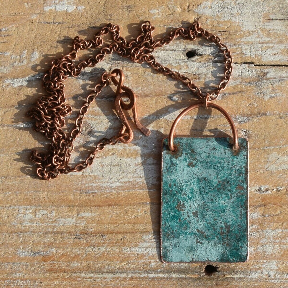 Wisior - miedziany naszyjnik z patynowanej miedzi boho handmade