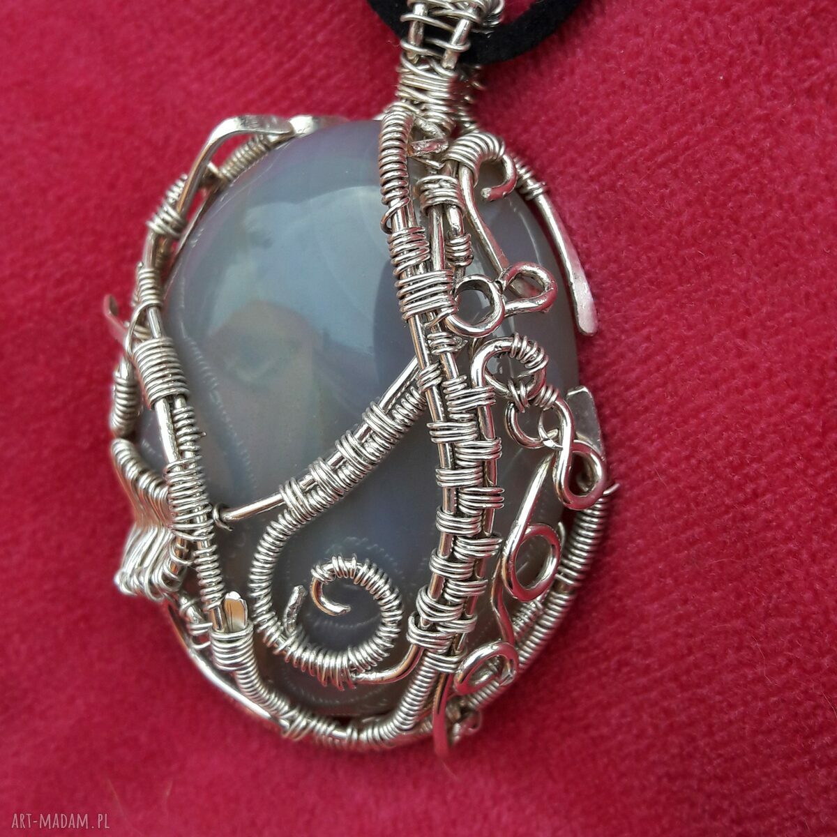 Wisior Wrapped Wire z agatem w srebrnej oprawie