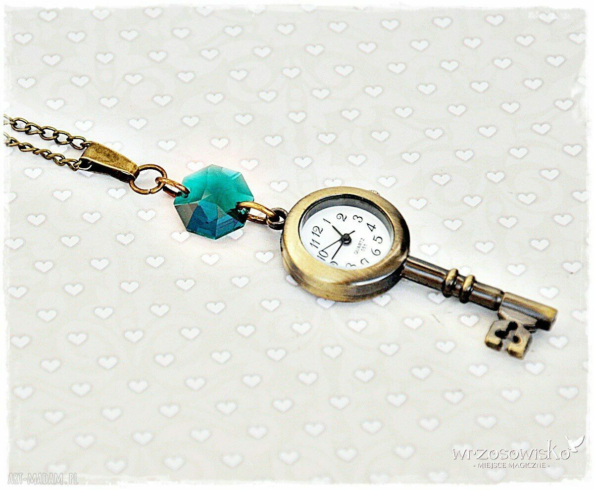 Zegarek klucz ze Swarovskim handmade
