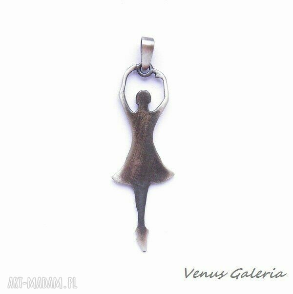 Wisiorek Baletnica Mała Czarna - srebro 925 oksydowane szarości (Venus Galeria)