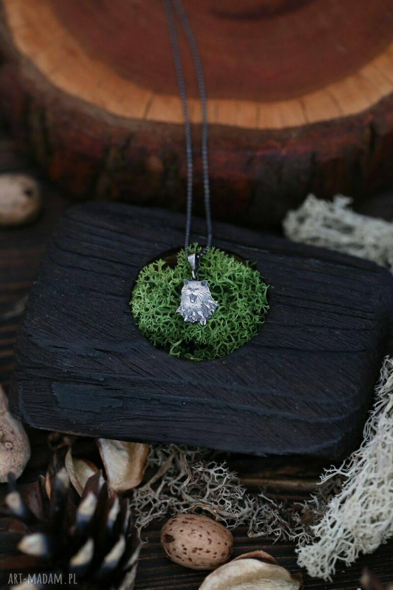 Wisiorek mini kotek ze srebra 925 - oksydowana celebrytka handmade