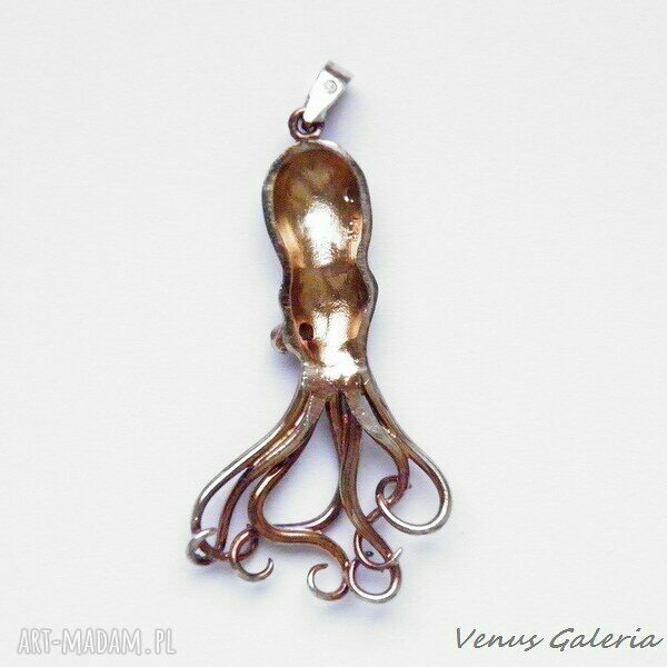 Wisiorek Ośmiornica brąz - ręcznie robiona zawieszka ze srebra