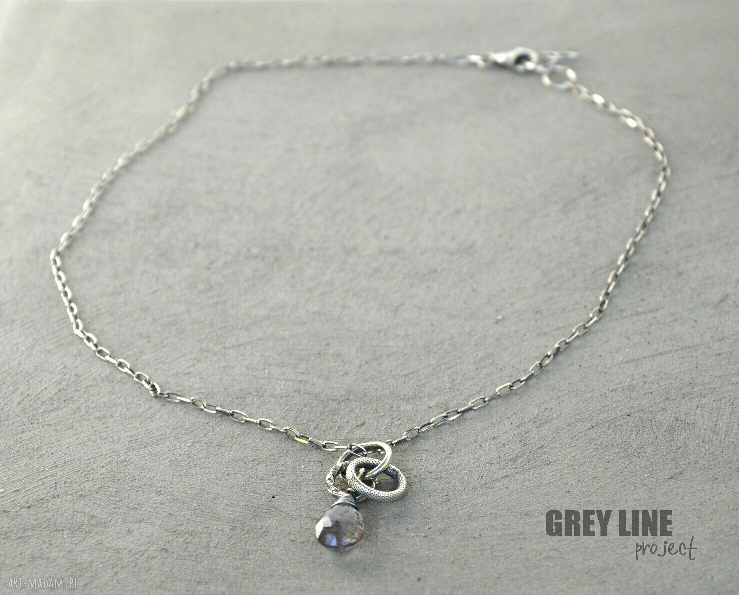 Wisiorek z ametystem mszystym - srebro 925 Grey Line project