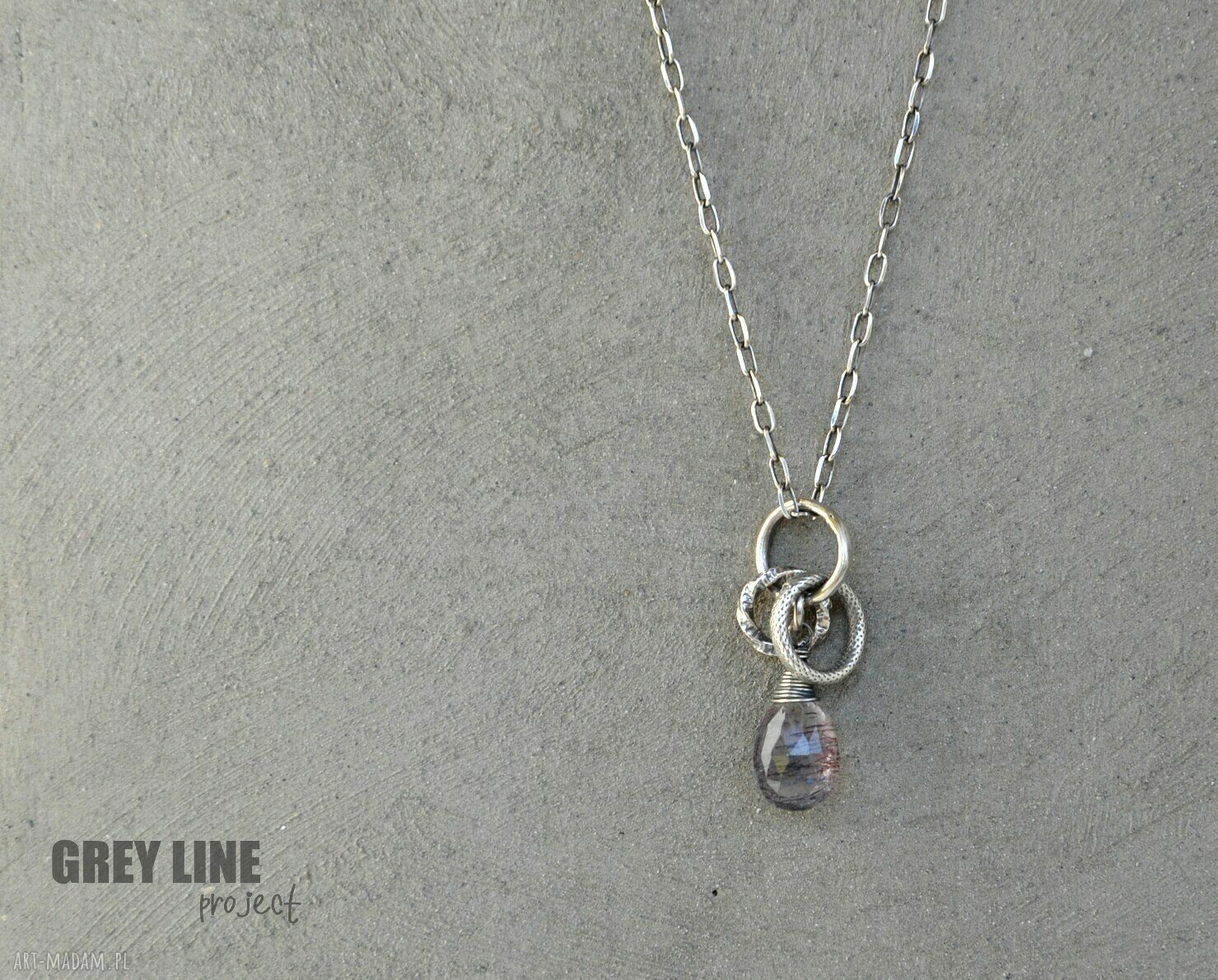 Wisiorek z ametystem mszystym - srebro 925 Grey Line project