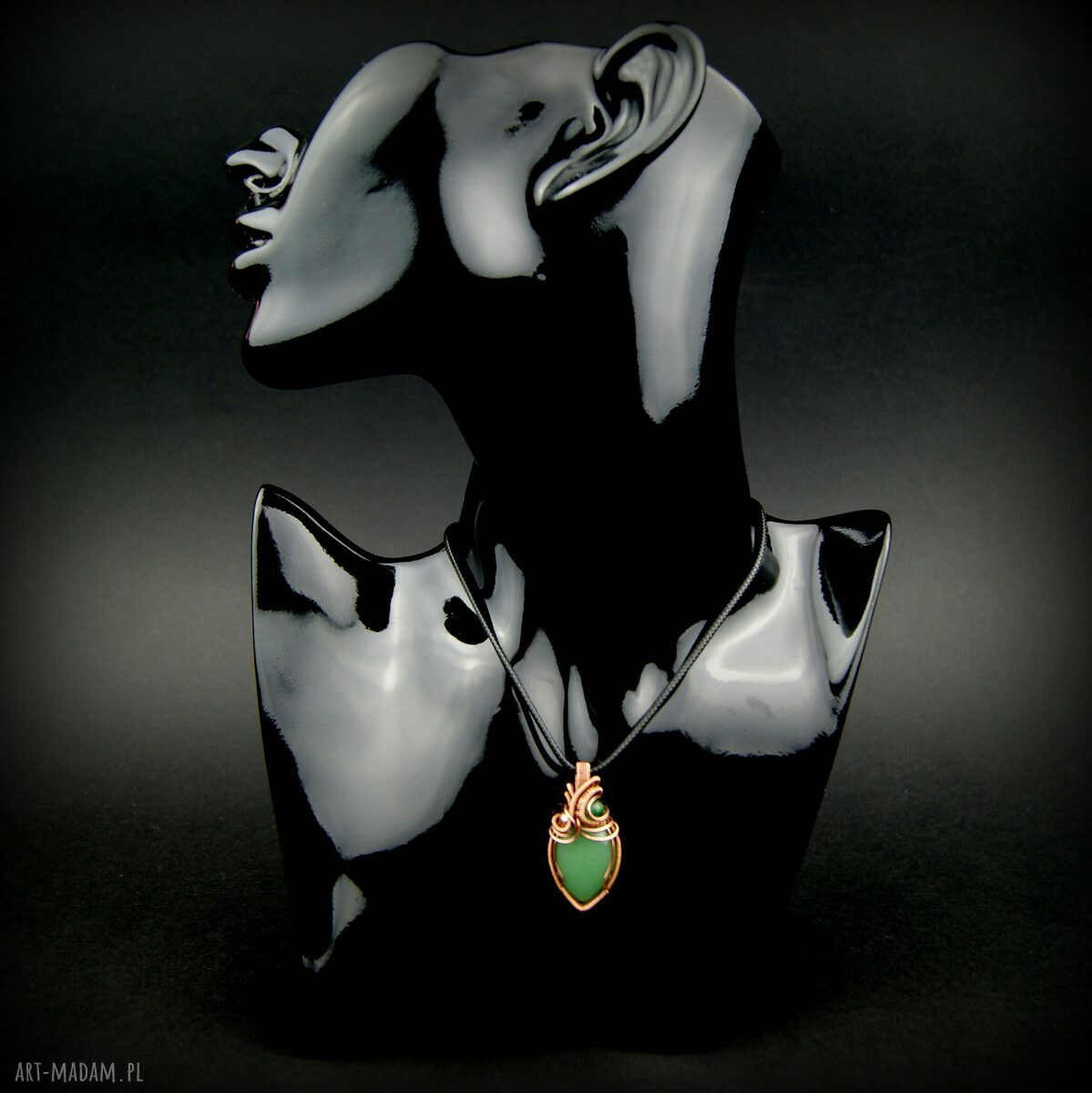 Wisiorek z awenturynem - miedziana oprawa wire wrapping
