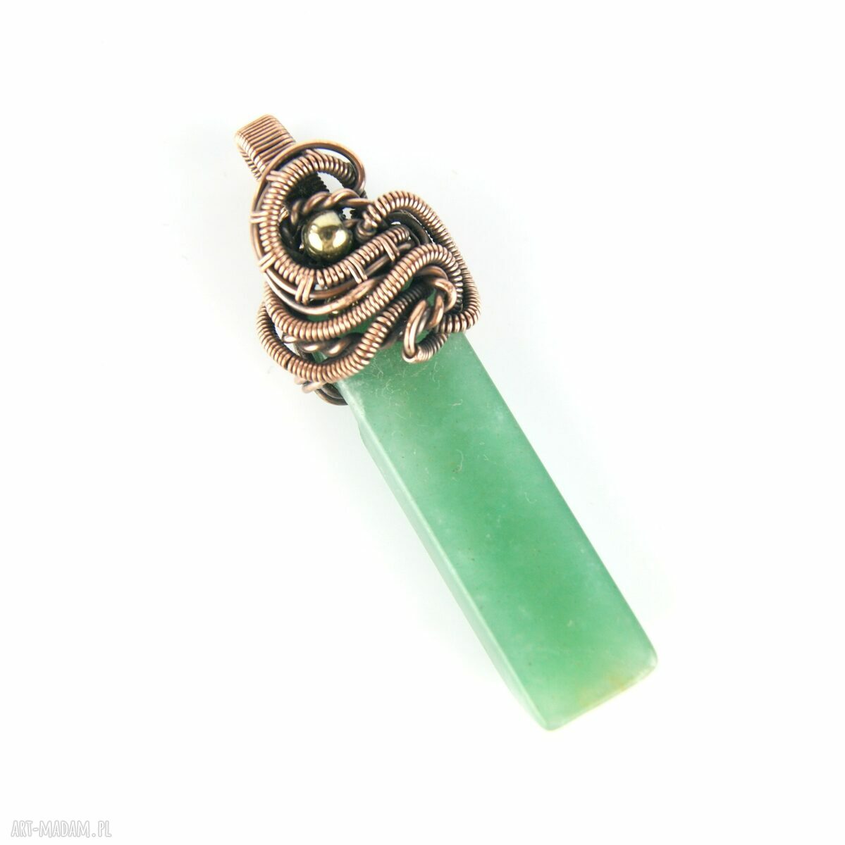 Wisiorek z awenturynem - talizman na prezent w technice wire wrapping