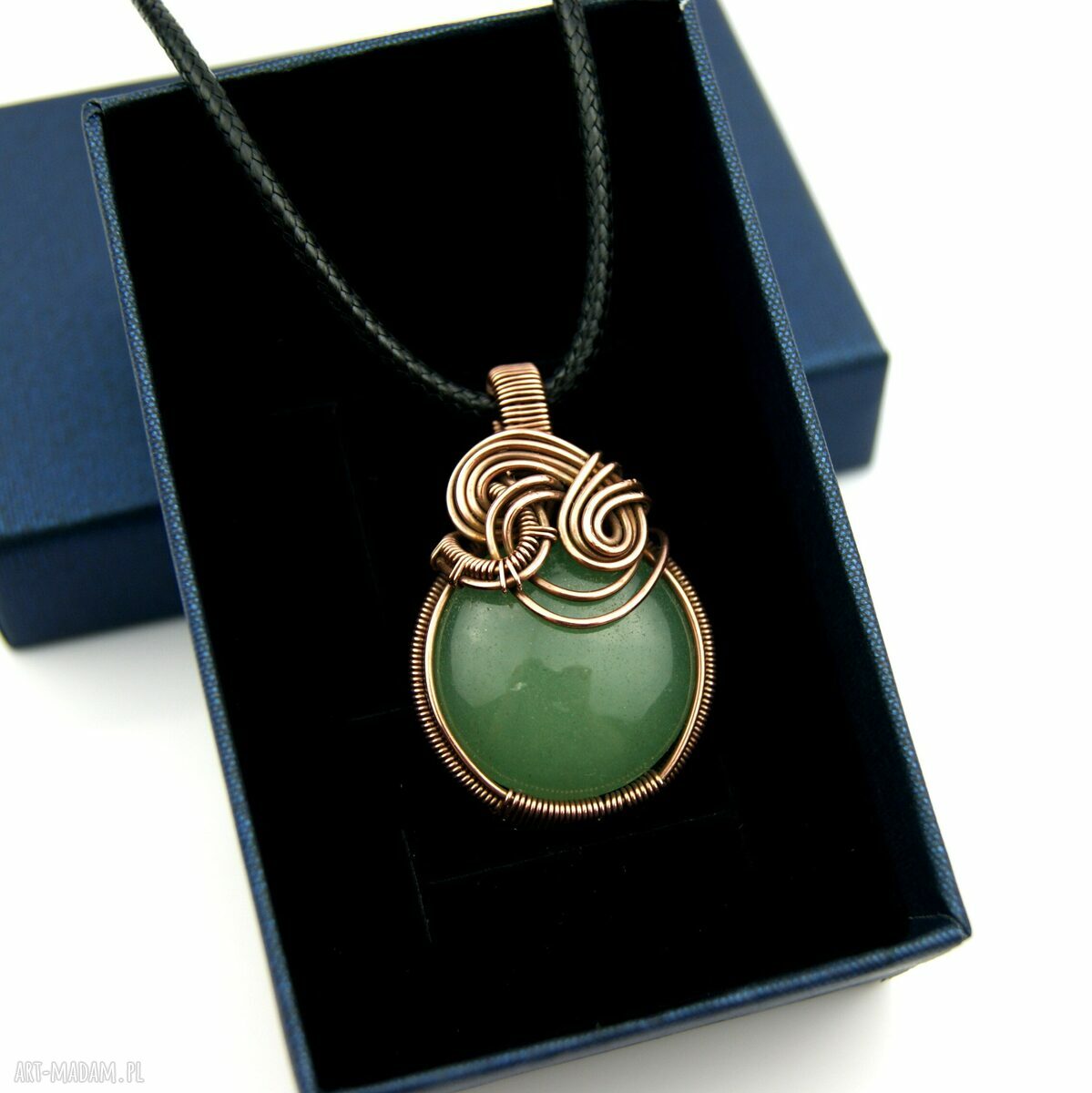 Wisiorek z awenturynem - miedziany wire wrapping