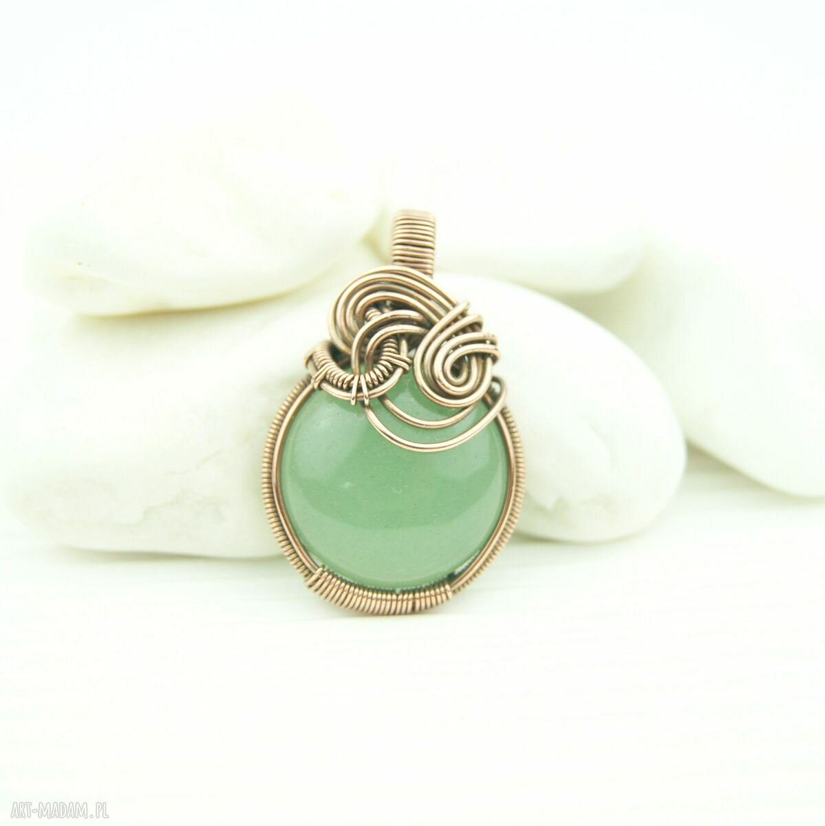 Wisiorek z awenturynem - miedziany wire wrapping