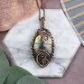 handmade wisiorki miedziany wisiorek wire wrapping z labradorytem #537