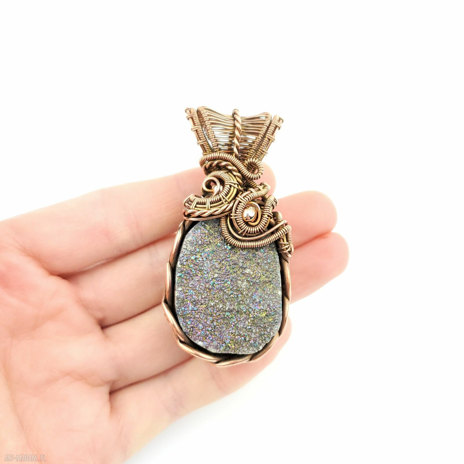 Wisiorek z kwarcem tytanowym - Blue Pearl Art
