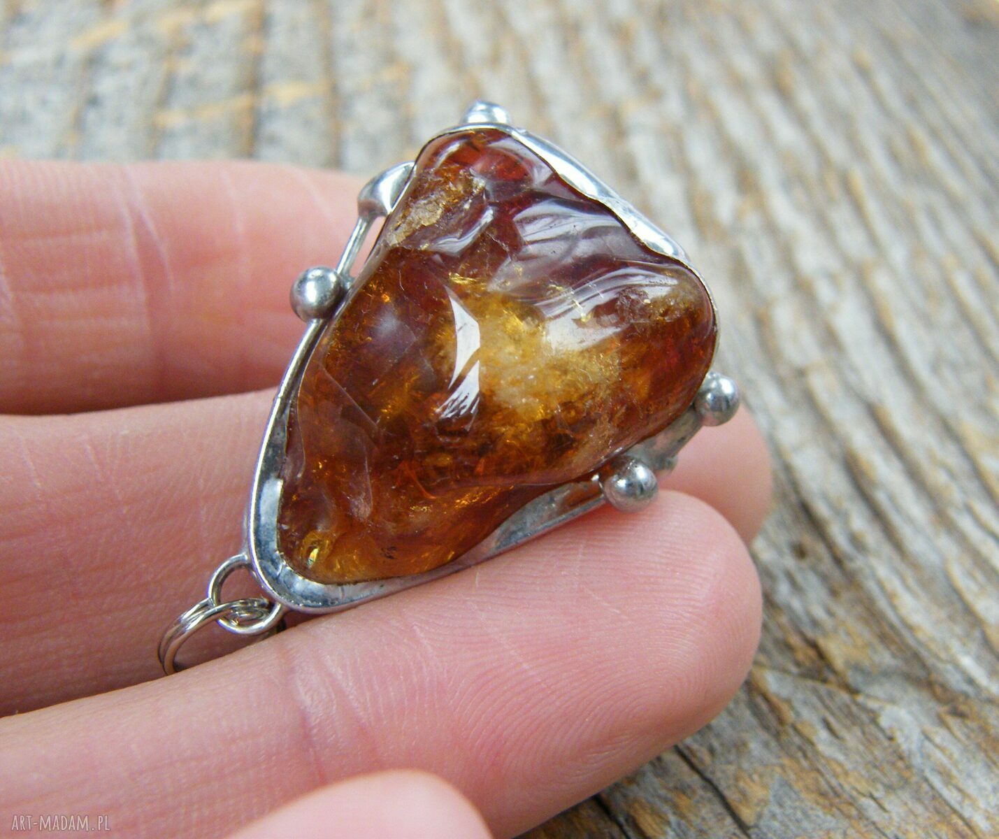 Wisiorek z miodowym cytrynem - amulet z kamieni naturalnych (Tiffany)