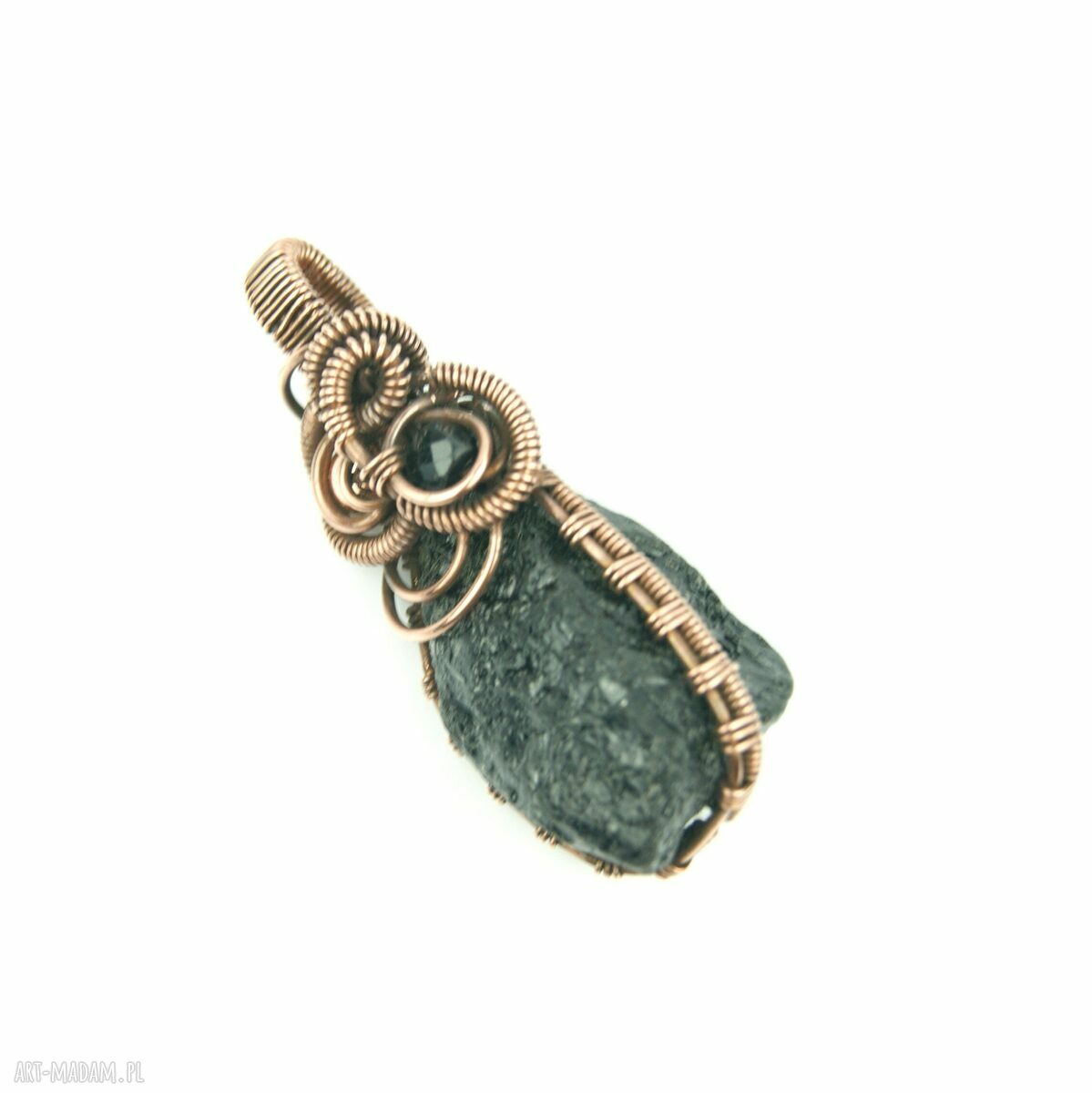 Wisiorek z turmalinem na prezent - miedziany wire wrapping