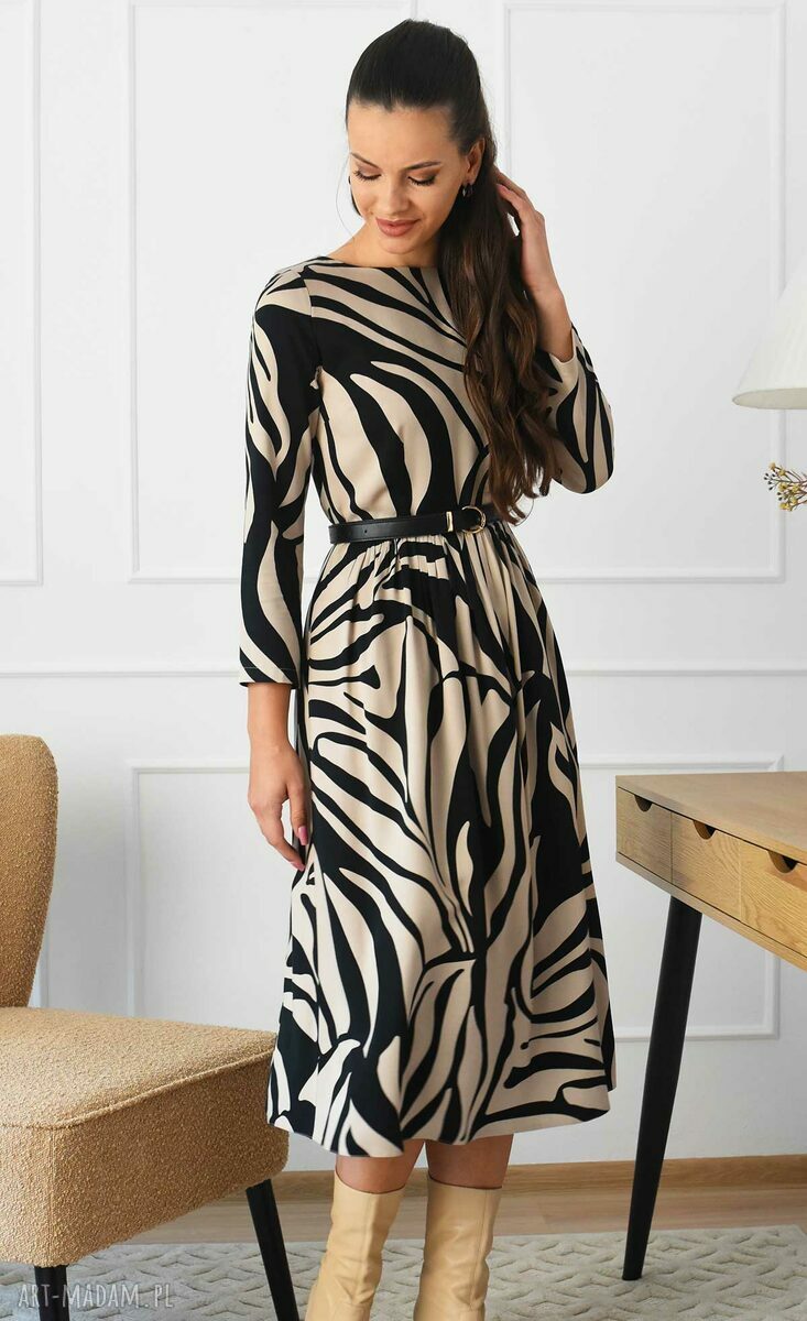 sukienki: Wiskozowa sukienka Midi Total INETTA (Margot Beż) Hand Made